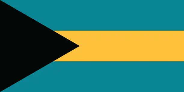 Vector illustration of Bahamas flag. The official ratio. Flag icon. Standard color. Standard size. A rectangular flag. Computer illustration. Digital illustration. Vector illustration.