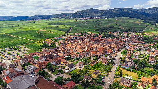 An Elevated View over Eguisheim, a Small Agricultural Village outside of Colmar