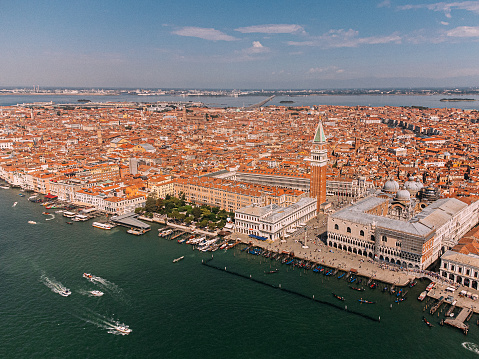 Piazza San Marco with St Mark's Basilica and Campanile from an Elevated View