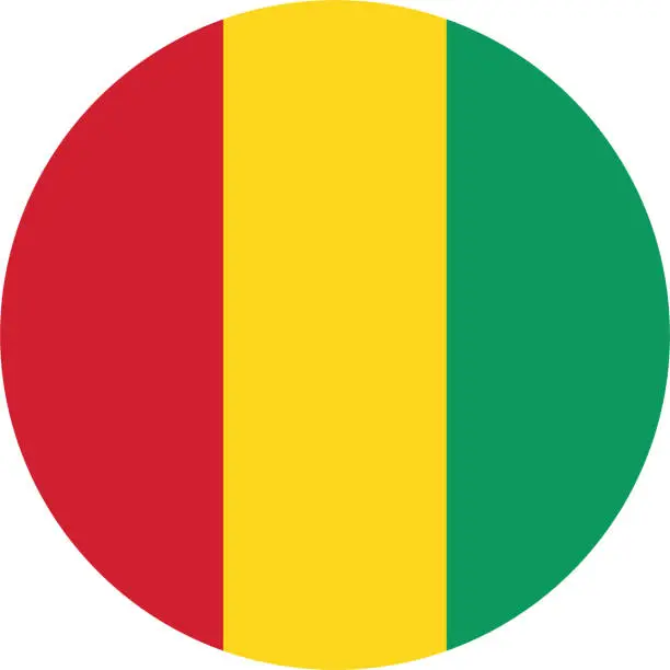 Vector illustration of Guinea flag. Flag icon. Standard color. Circle icon flag. 3d illustration. Computer illustration. Digital illustration. Vector illustration.