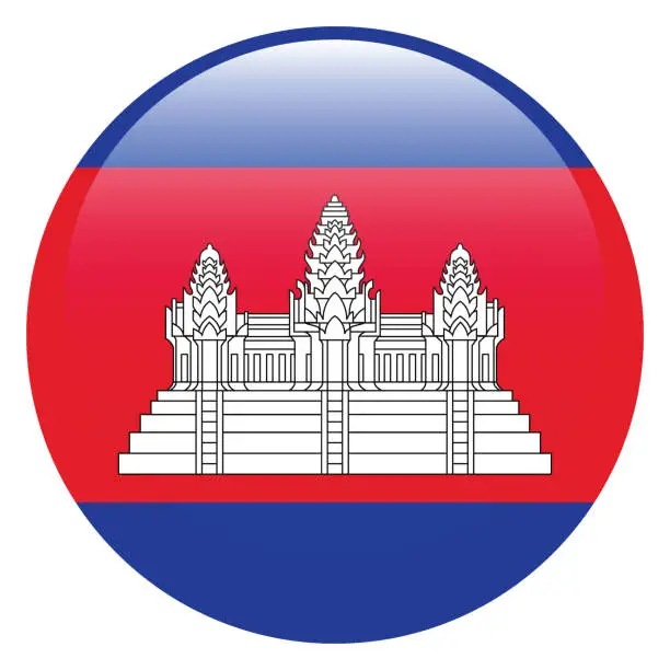 Vector illustration of Cambodia flag. Flag icon. Standard color. Circle icon flag. 3d illustration. Computer illustration. Digital illustration. Vector illustration.