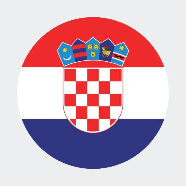 Vector illustration of Croatia flag. Button flag icon. Standard color. Circle icon flag. Computer illustration. Digital illustration. Vector illustration.