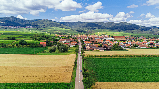 An Elevated View over Eguisheim, a Small Agricultural Village outside of Colmar and the Upper Rhine Plain