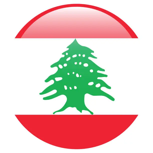 Vector illustration of Lebanon flag. Flag icon. Standard color. Circle icon flag. 3d illustration. Computer illustration. Digital illustration. Vector illustration.