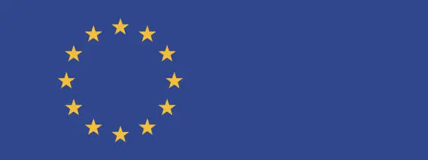 Vector illustration of Flag of the European Union. Flag icon. Standard color. A long banner. Rectangle icon. Computer illustration. Digital illustration. Vector illustration.