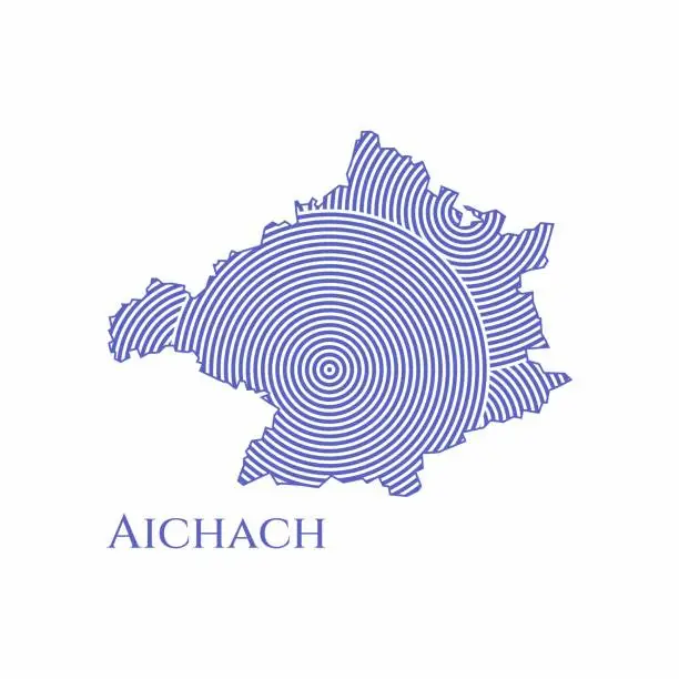 Vector illustration of Aichach Map - World Map International vector template. German region silhouette vector illustration