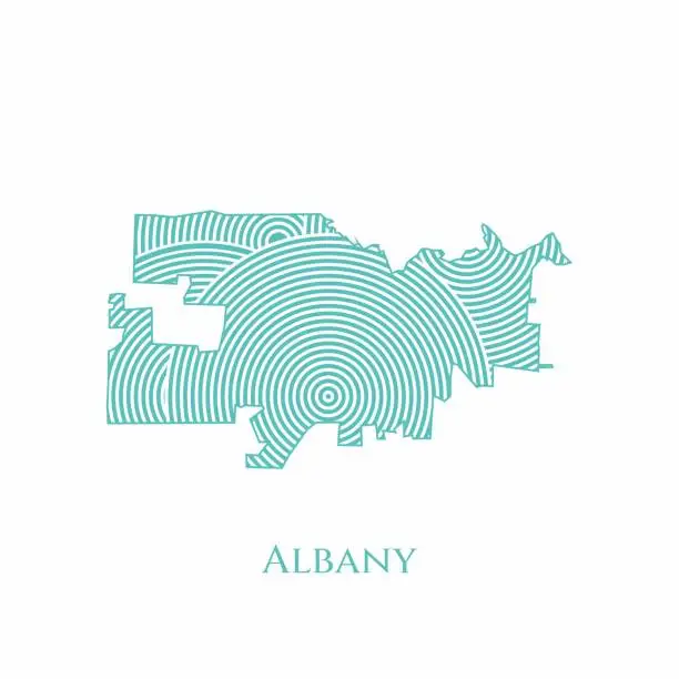 Vector illustration of Albany Map - World Map International vector template. German region silhouette vector illustration
