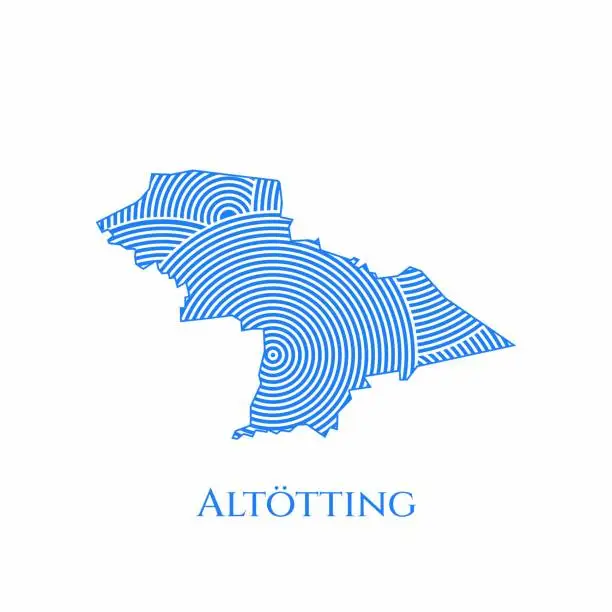 Vector illustration of Altötting Map - World Map International vector template. German region silhouette vector illustration