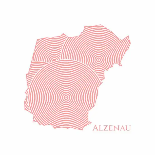 Vector illustration of Alzenau Map - World Map International vector template. German region silhouette vector illustration