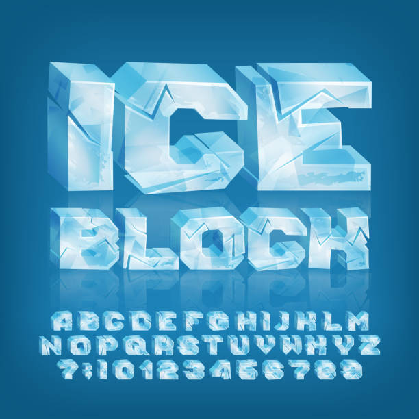 istock Ice Block alphabet font. 3D cartoon letters and numbers with cracks. 1949179530