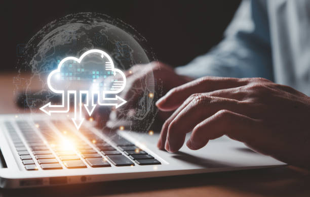 istock Business person migrate data and corporate information into cloud technology for data security and back up as disaster recovery site and prevent for cyber crime. Data inventory for enterprise. 1949197138