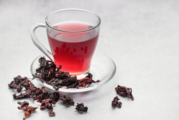 istock Hibiscus tea in glass mug. 1949207917