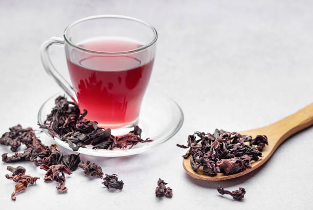 istock Hibiscus tea in glass mug. 1949207922
