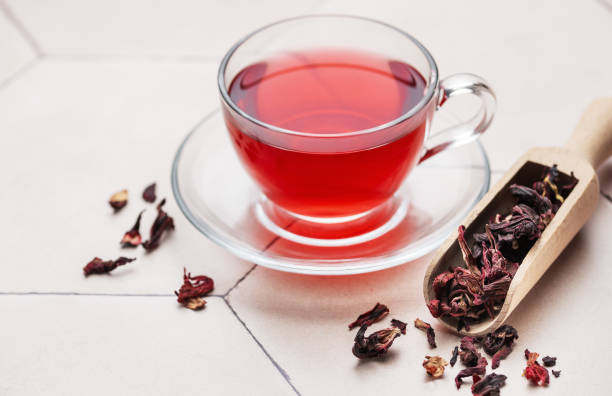istock Hibiscus tea in glass mug. 1949207924