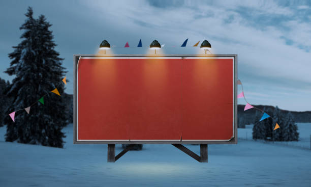 Wide angle shot of a blank billboard in the desert with the city of Las Vegas, Nevada in the background.