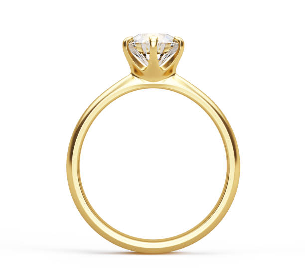 istock Blank gold jewelery ring with diamond isolated on white - 3d rendering. 1949345948