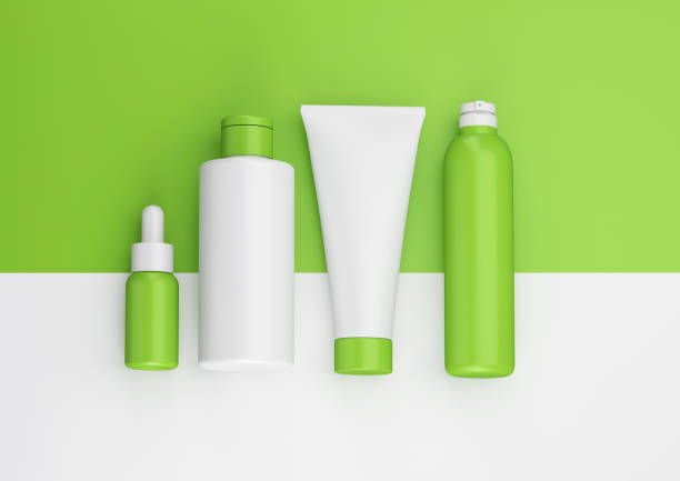 istock Mockup cosmetic package on green background 1949365886
