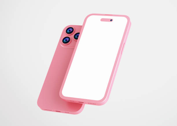 Phone front and back mockup, gold-pink colored
