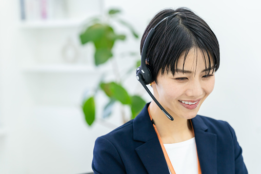 Japanese woman working at a call center