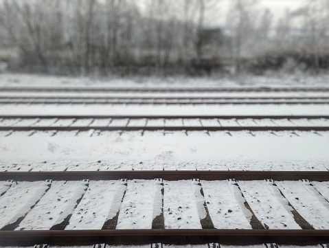 Train Tracks in the  Snow
