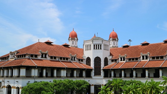 Semarang, Indonesia - January 20th, 2024. Lawang Sewu is a former office building in Semarang, Central Java, Indonesia. It was a head office of the Dutch East Indies Railway Co. and is owned by the national railway company Kereta Api Indonesia.