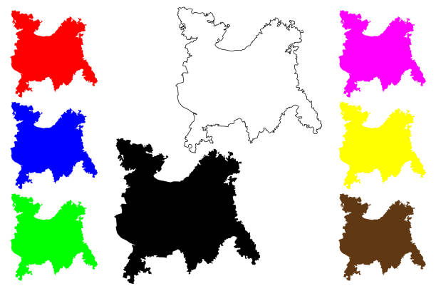 kano city (nigerijská federativní republika) mapa vektorové ilustrace, čmáranice skica kano mapa - kano stock ilustrace