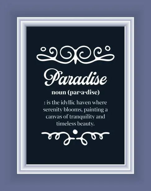 Vector illustration of Paradise Inspirational Explanation in Frame