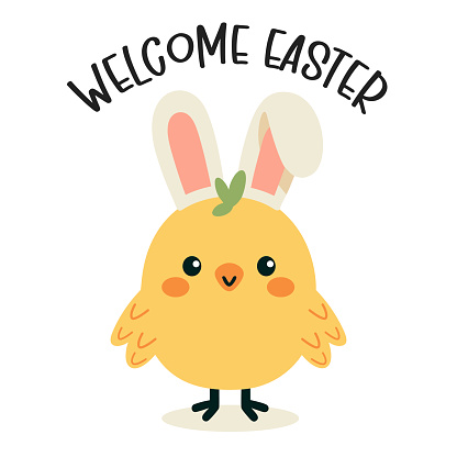 Cute baby chick. Easter stock vector illustration.