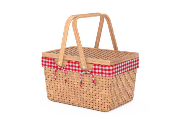 istock Wicker Picnic Wooden Basket Isolated. 3d Rendering 1949469292
