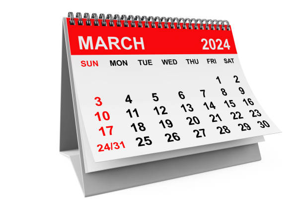 istock 2024 Year March Calendar. 3d rendering 1949469295