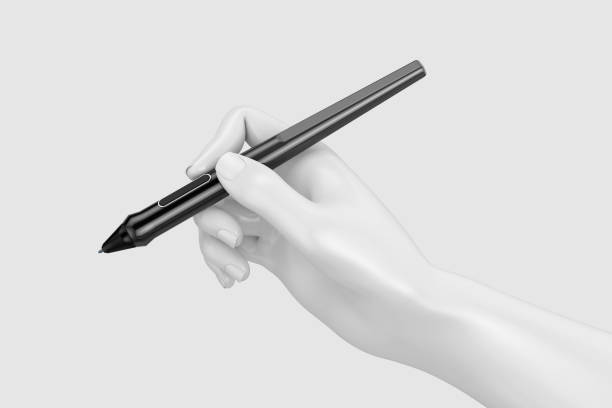 istock Digital Graphics Drawing Tablet Monitor Pen in Abstract White Hand. 3d Rendering 1949469678