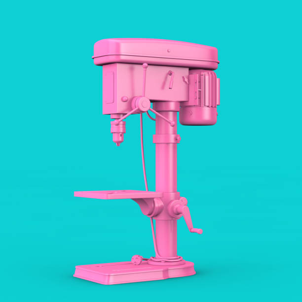 istock Pink Vertical Drilling Bench Drill Press Machine in Duotone Style. 3d Rendering 1949469834