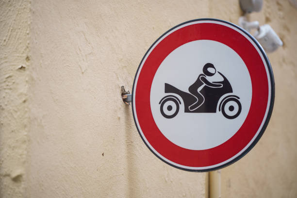 No bike, motorcycle not allowed, bike prohibited warning sign.