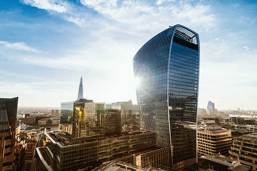 Modern office buildings for successful business settlement. High buildings in London