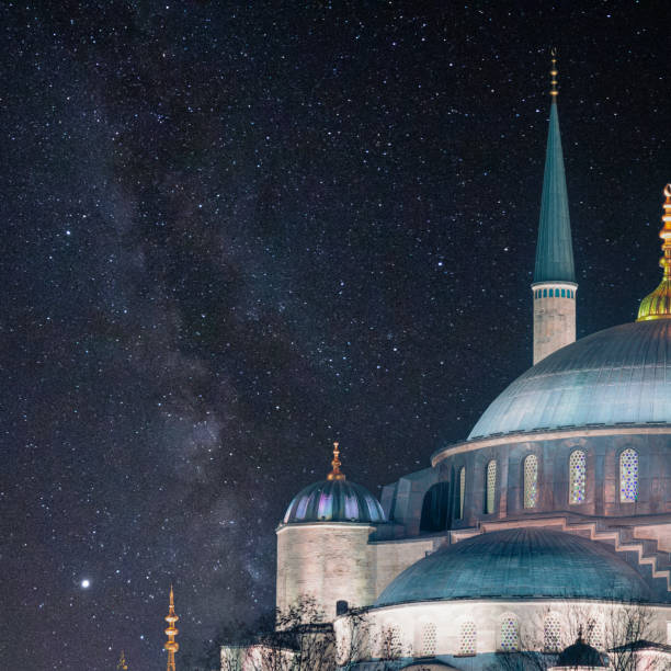 istock Blue Mosque or Sultanahmet Camii with milky way 1949505809