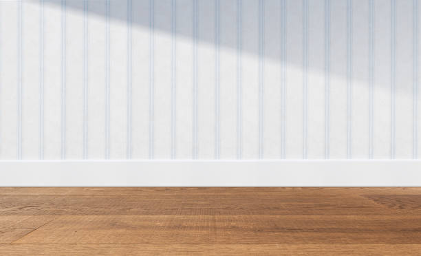 istock Striped wall and wooden floor background 1949512947