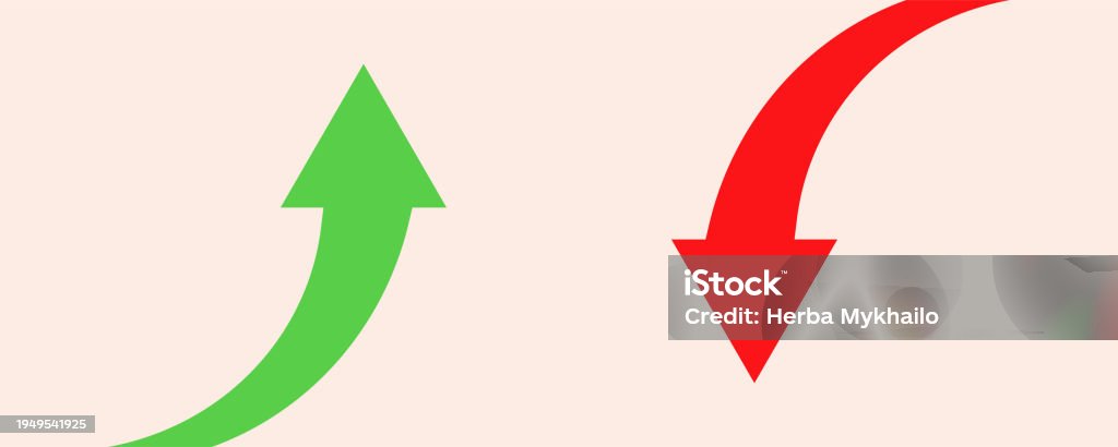 Financial Arrows Up And Down Green And Red Arrow Increase And Decrease ...