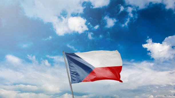 istock flag of czechsia on blue sky background 1949563342