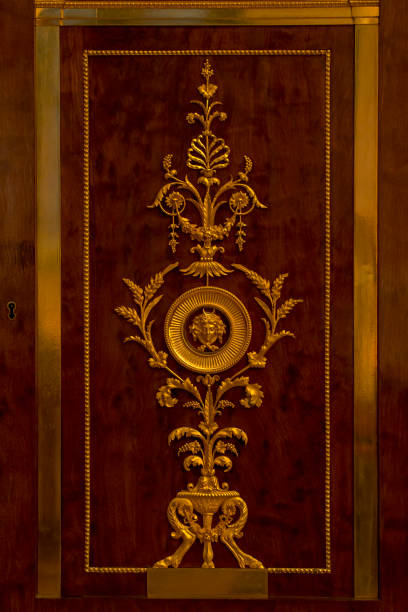 zakynthos: Part of a mural and chandelier inside of a orthodox church.