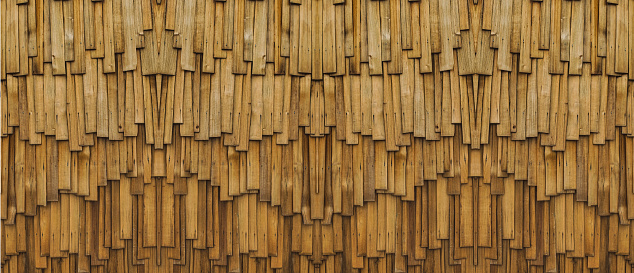 Close-up Bamboo wall under roof background