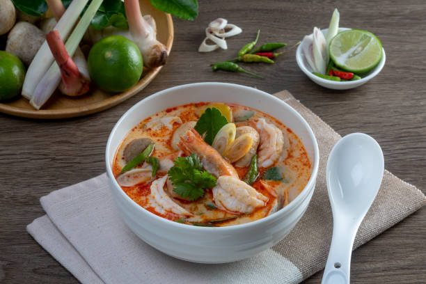 istock Creamy Tom Yum Goong,spicy prawn soup (Thai Food) 1949610071