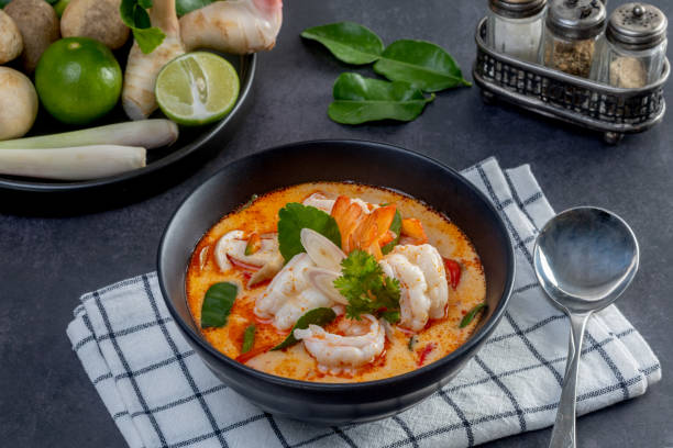 istock Creamy Tom Yum Goong,spicy prawn soup (Thai Food) 1949610586