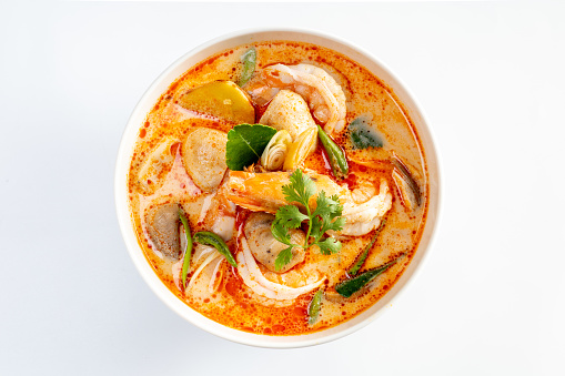 Creamy Tom Yum Goong,spicy prawn soup (Thai Food)