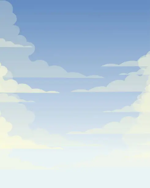 Vector illustration of Sky, clouds, poster design, vertical banner, postcard