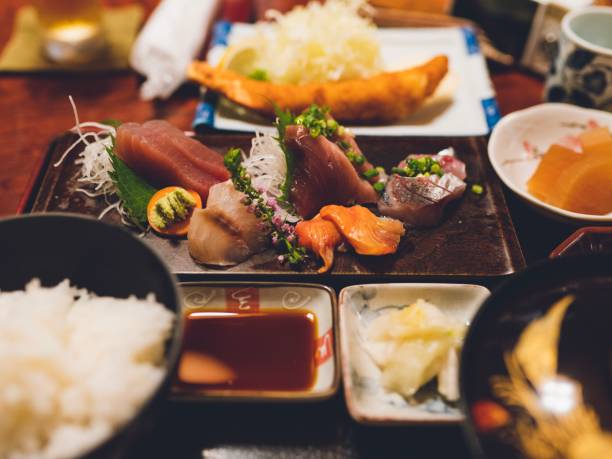 Lunch menu of a Sashimi set meal