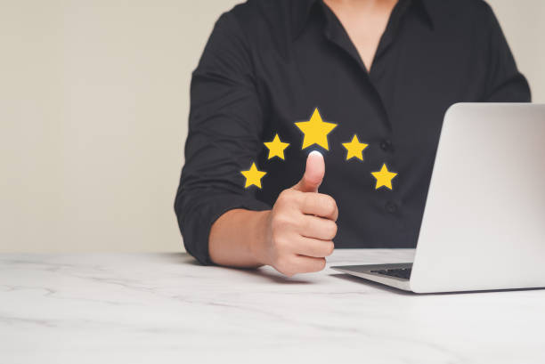 istock Hand with thumbs up for best excellent services satisfaction client giving a five-star rating 1949638929