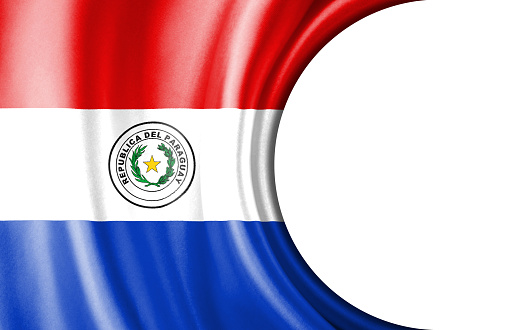 Abstract illustration, Paraguay flag with a semi-circular area White background for text or images.