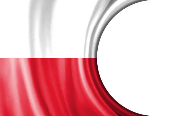 Abstract illustration, Poland flag with a semi-circular area White background for text or images.