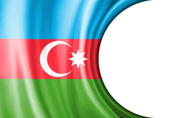 Abstract illustration, Azerbaijan flag with a semi-circular area White background for text or images.