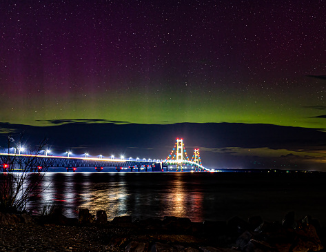 The lights Danced of the Mackinaw bridge